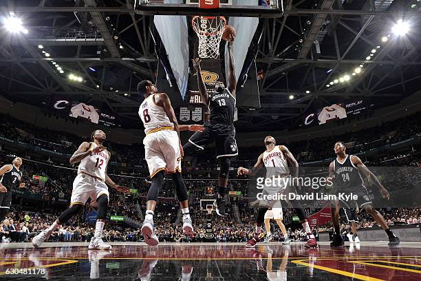 Anthony Bennett of the Brooklyn Nets shoots a lay up during the game against the Cleveland Cavaliers on December 23, 2016 at Quicken Loans Arena in...