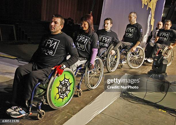 Disabled Ukrainian soldiers,who were injured and became disabled during the fightings with pro-Russian separatists in eastern Ukraine,take a part at...