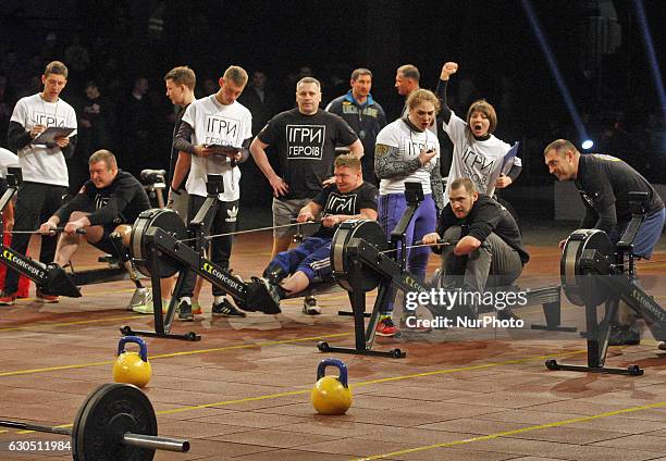 Disabled Ukrainian soldiers,who were injured and became disabled during the fightings with pro-Russian separatists in eastern Ukraine,take a part at...