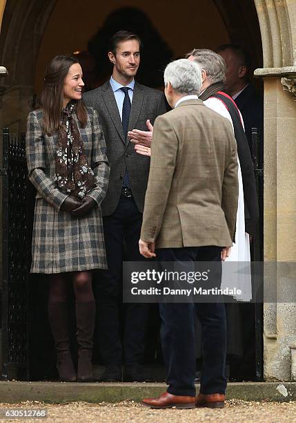 Pippa Middleton and James Matthews attend Church on Christmas Day on December 25, 2016 in St Marks' Church in Englefield, Berkshire.