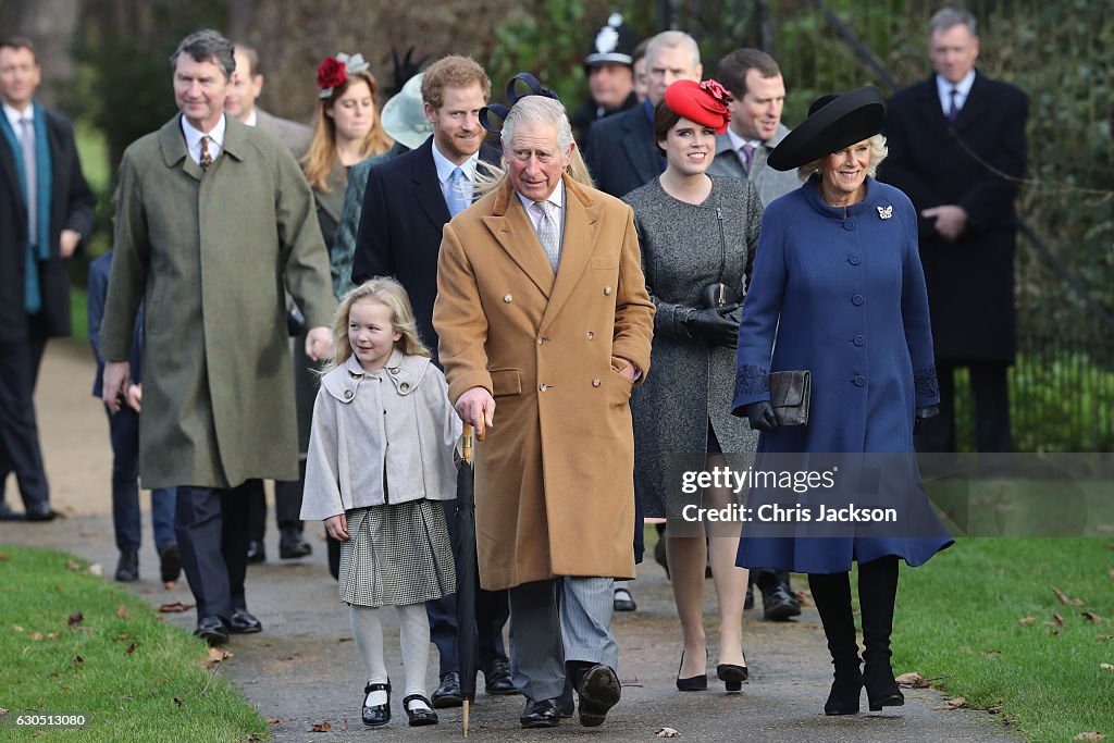 The Royal Family Attend Church On Christmas Day