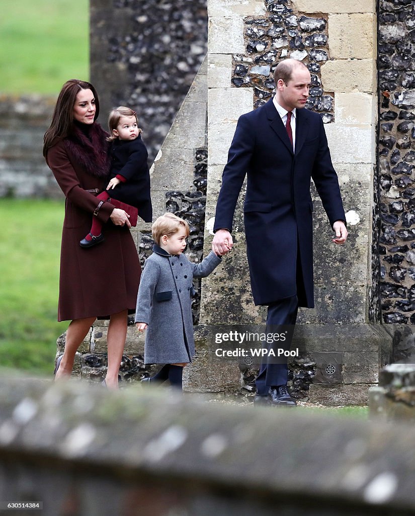 The Royal Family Attend Church On Christmas Day