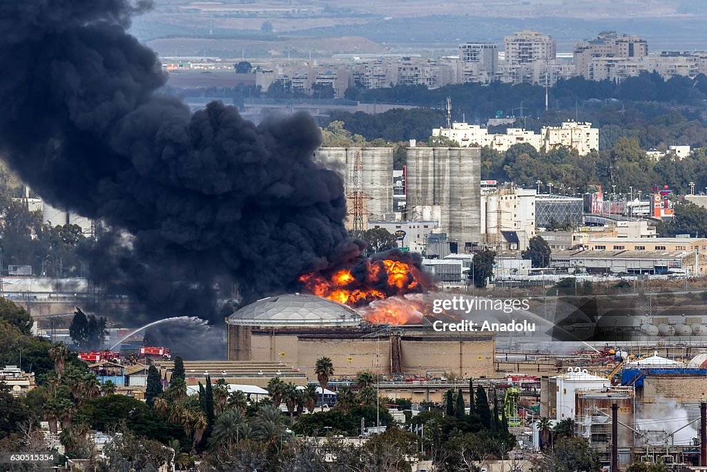 Fire at an oil refinery in Israel