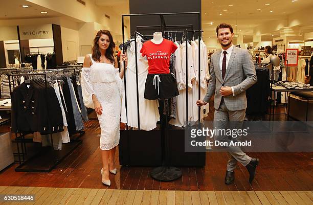 Jesinta Campbell and Jason Dundas pose during the Boxing Day sales on December 26, 2016 in Sydney, Australia. Boxing Day is one of the busiest days...