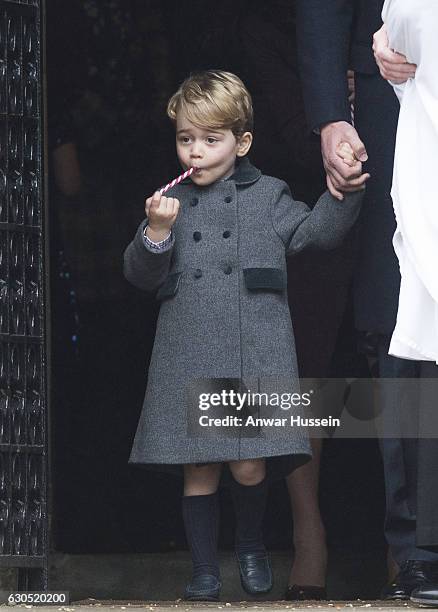 Prince George of Cambridge attends a Christmas Day service at St. Marks Church on December 25, 2016 in Englefield, England.