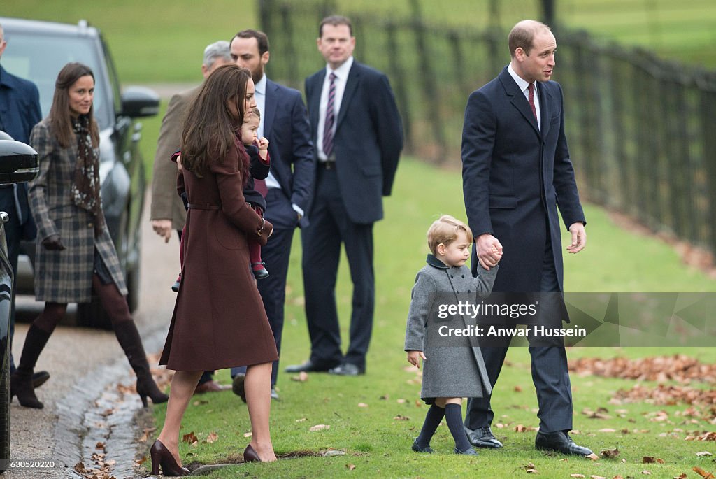 The Middleton Family Attend Church On Christmas Day