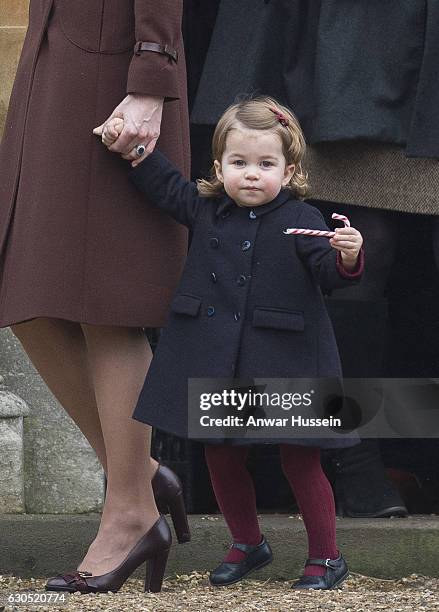 Princess Charlotte of Cambridge attends a Christmas Day service at St. Marks Church on December 25, 2016 in Englefield, England.