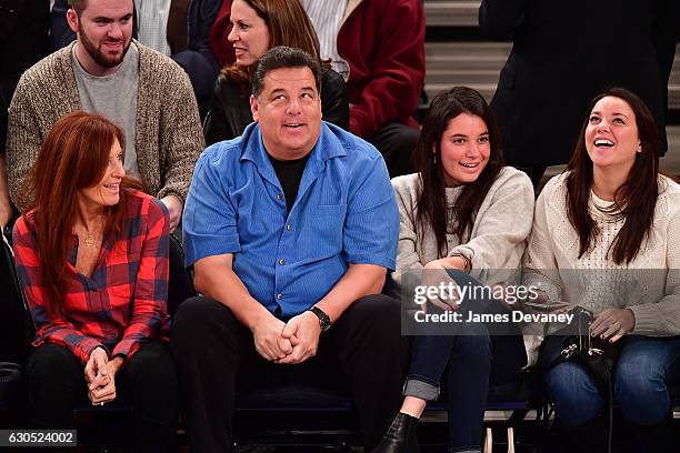 Laura Schirripa, Steve Schirripa, Bria Schirripa and Ciara Schirripa attend Boston Celtics Vs. New York Knicks game at Madison Square Garden on...