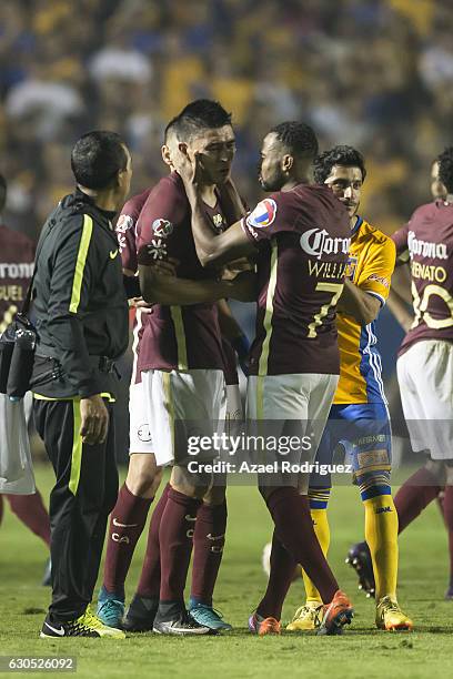 Paolo Goltz of America gets off the field after receiving a red card during the Final second leg match between Tigres UANL and America as part of the...