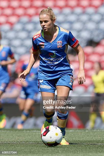 Cassidy Davis of the Jets in action during the round eight W-League match between Newcastle and Western Sydney at McDonald Jones Stadium on December...