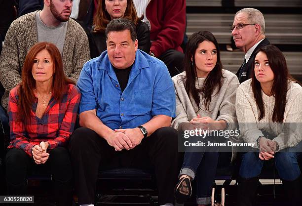 Laura Schirripa, Steve Schirripa, Bria Schirripa and Ciara Schirripa attend Boston Celtics Vs. New York Knicks game at Madison Square Garden on...