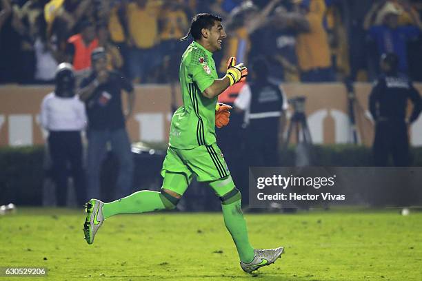 Nahuel Guzman goalkeeper of Tigres celebrates after winning the game during the Final second leg match between Tigres UANL and America as part of the...