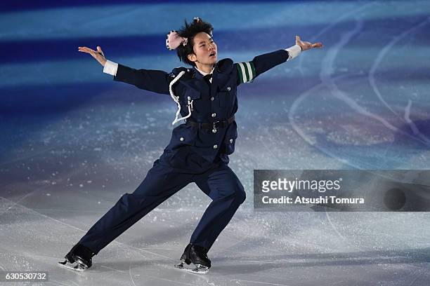 Kazuki Tomono of Japan performs his routine in the exhibition during the Japan Figure Skating Championships 2016 on December 26, 2016 in Kadoma,...