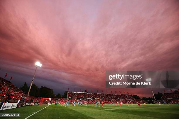 General view during the round 12 A-League match between Adelaide United and Sydney FC at Coopers Stadium on December 26, 2016 in Adelaide, Australia.