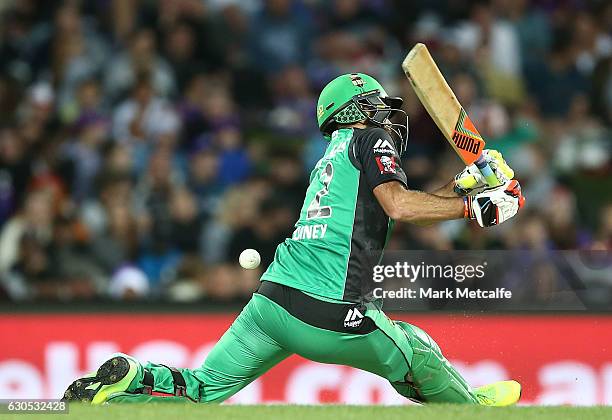 Rob Quiney of the Stars bats during the Big Bash League match between the Hobart Hurricanes and Sydney Stars at Blundstone Arena on December 26, 2016...