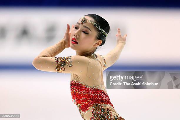 Wakaba Higuchi competes in the Women's Singles Free Skating during day four of the 85th All Japan Figure Skating Championships at Towa Yakuhin RACTAB...