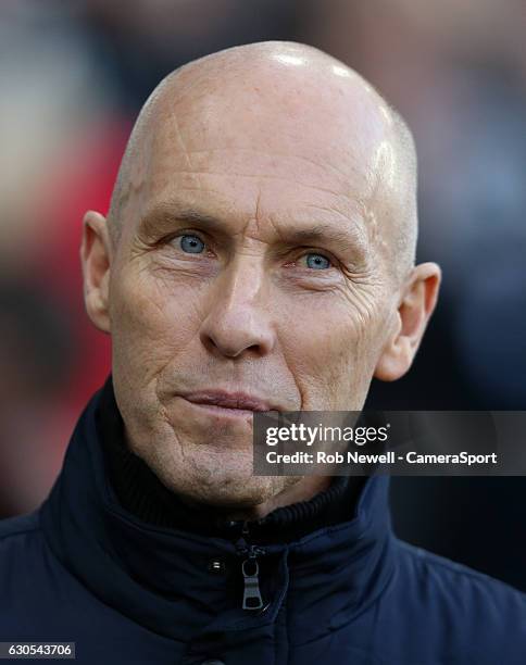 Swansea City manager Bob Bradley during the Premier League match between Swansea City and West Ham United at Liberty Stadium on December 26, 2016 in...