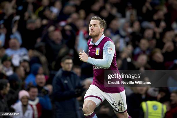 Ross McCormack of Aston Villa celebrates after scoring for Aston Villa during the Sky Bet Championship match between Aston Villa and Burton Albion at...