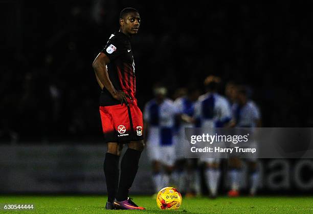 Marvin Sordell of Coventry City reacts as Bristol Rovers score their third goal during the Sky Bet League One match between Bristol Rovers and...