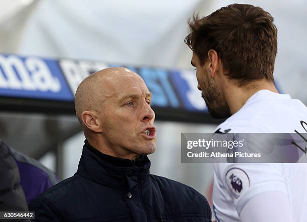 Swansea Citys head coach Bob Bradley during the Premier League match between Swansea City and West Ham United at The Liberty Stadium on December 26,...