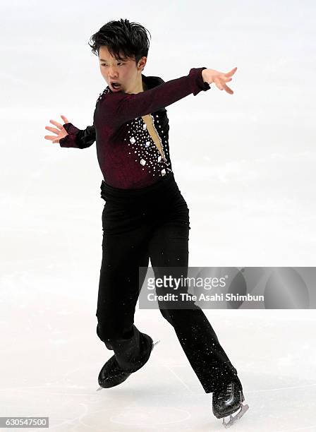 Kazuki Tomono competes in the Men's Singles Short Program during day two of the 85th All Japan Figure Skating Championships at Towa Yakuhin RACTAB...