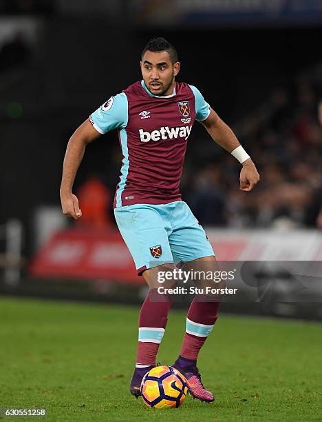 West Ham player Dimitri Payet in action during the Premier League match between Swansea City and West Ham United at Liberty Stadium on December 26,...