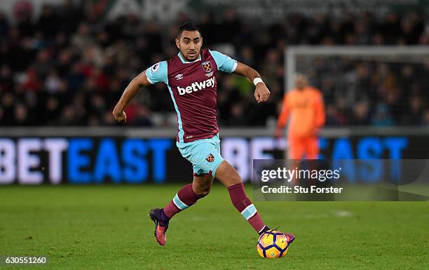 West Ham player Dimitri Payet in action during the Premier League match between Swansea City and West Ham United at Liberty Stadium on December 26,...