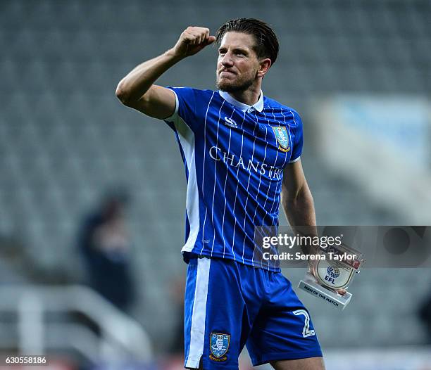 Sam Hutchinson of Sheffield Wednesday celebrates after receiving the man of the match award after Sheffield winning the Sky Bet Championship match...