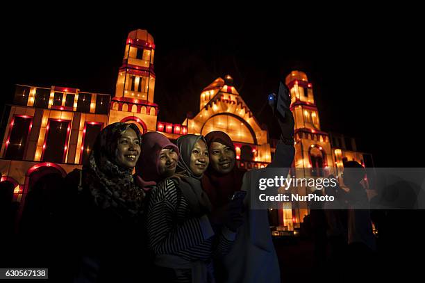 Visitors enjoyed the Festival of Lights in Kaliurang, Yogyakarta, Indonesia on December 26, 2016. This events to attract tourists both domestic and...