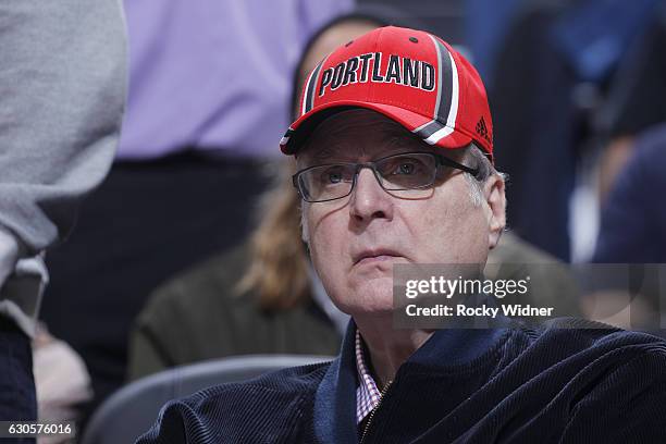 Owner of the Portland Trail Blazers Paul Allen looks on during the game against the Sacramento Kings on December 20, 2016 at Golden 1 Center in...