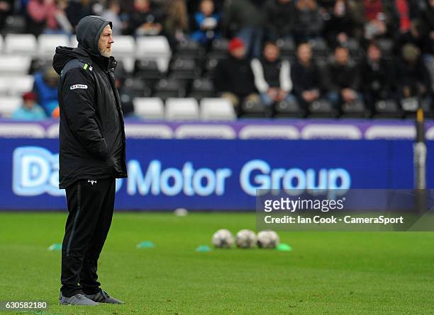 Ospreys' Head Coach Steve Tandy during the pre match warm up during the Guinness PRO12 Round 11 match between Ospreys and Scarlets at Liberty Stadium...