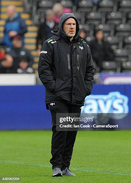 Ospreys' Head Coach Steve Tandy during the pre match warm up during the Guinness PRO12 Round 11 match between Ospreys and Scarlets at Liberty Stadium...