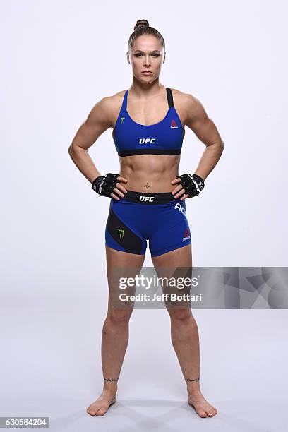 Ronda Rousey poses for a portrait during a UFC photo session inside the MGM Grand Conference Center on December 26, 2016 in Las Vegas, Nevada.