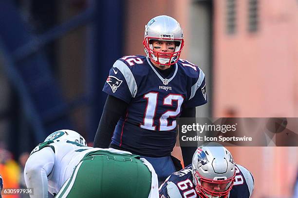 New England Patriots quarterback Tom Brady during the National Football League game between the New England Patriots and the New York Jets on...