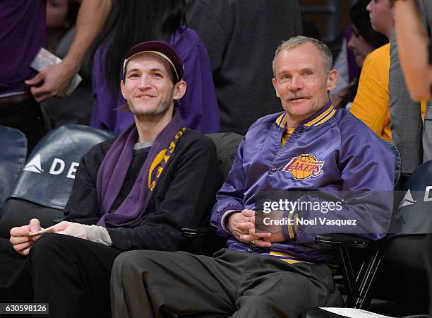 Josh Klinghoffer and Flea attend a basketball game between the Utah Jazz and the Los Angeles Lakers at Staples Center on December 27, 2016 in Los...
