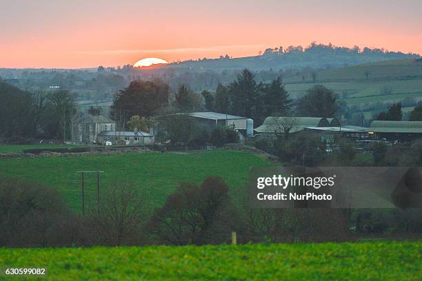 View of the sunset from Monasterboice, an early Christian settlement in County Louth. On Monday, 26 December 2016, in Monasterboice, County Louth,...