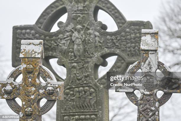 View of high crosses in Monasterboice , an early Christian settlement in County Louth. On Monday, 26 December 2016, in Monasterboice, County Louth,...