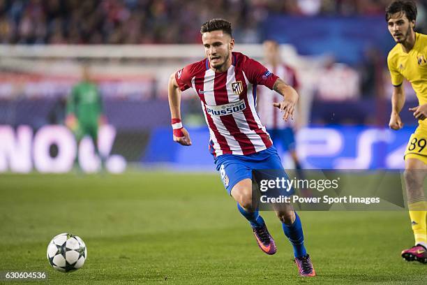 Saul Niguez Esclapez of Atletico de Madrid in action during their 2016-17 UEFA Champions League match between Atletico Madrid and FC Rostov at the...