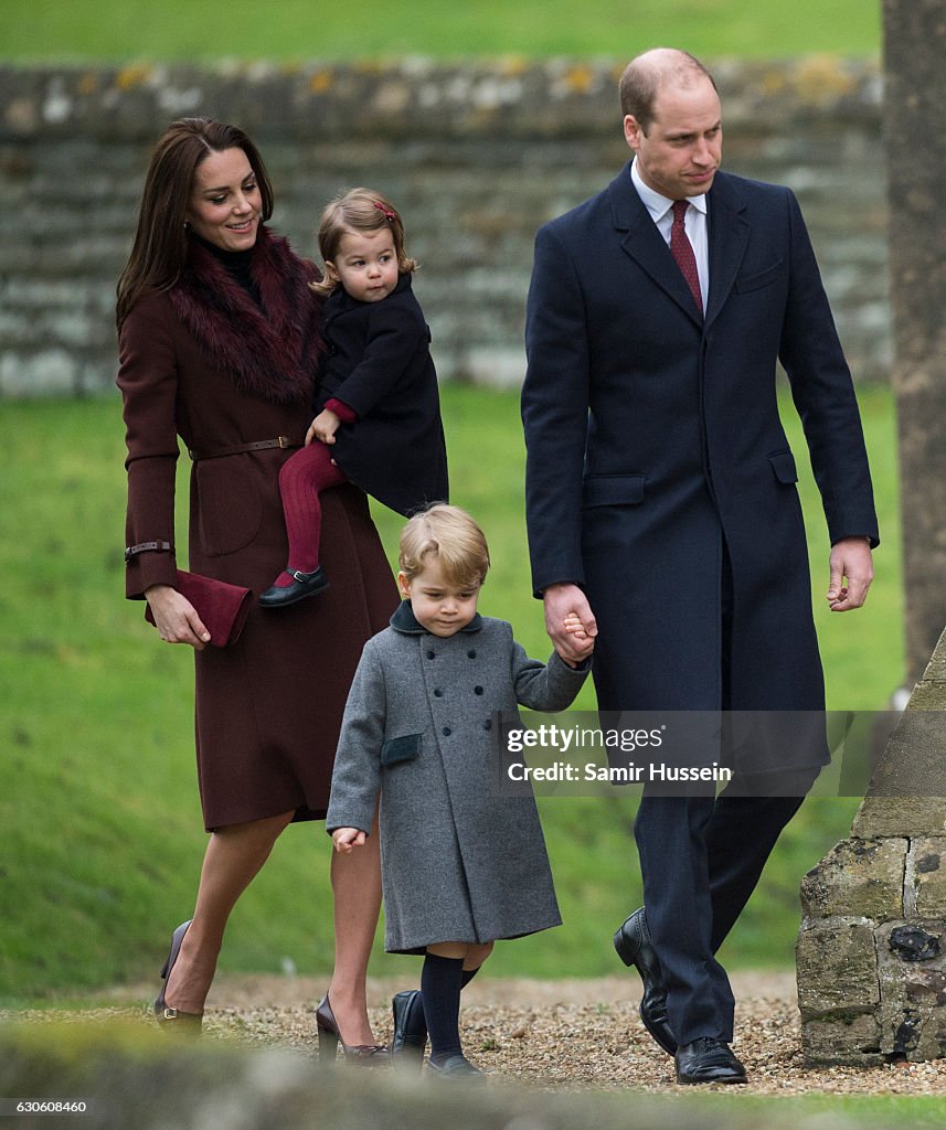 The Middleton Family Attend Church On Christmas Day
