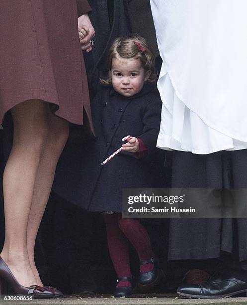 Princess Charlotte of Cambridge attends Church on Christmas Day on December 25, 2016 in Bucklebury, Berkshire.