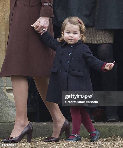 Princess Charlotte of Cambridge attends Church on Christmas Day on December 25, 2016 in Bucklebury, Berkshire.