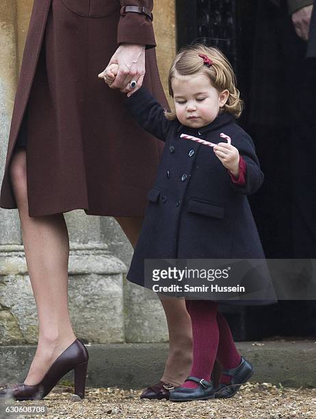 Princess Charlotte of Cambridge attends Church on Christmas Day on December 25, 2016 in Bucklebury, Berkshire.