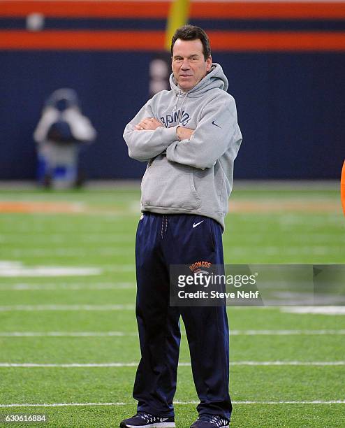 Denver Broncos head coach Gary Kubiak before practice at the indoor facility at Dove Valley Wednesday, December 28, 2016.