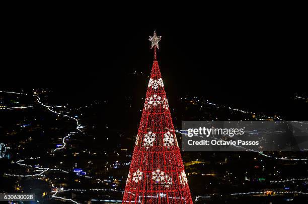 Detail of one Christmas tree of lights on December 29, 2016 in Funchal, Madeira, Portugal.