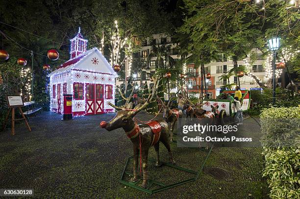 General view of Christmas city lights on December 29, 2016 in Funchal, Madeira, Portugal.