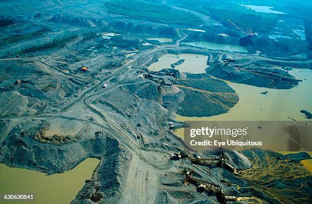 Russia, Siberia, east of Yakutsk, open cast gold mine in a wide valley.