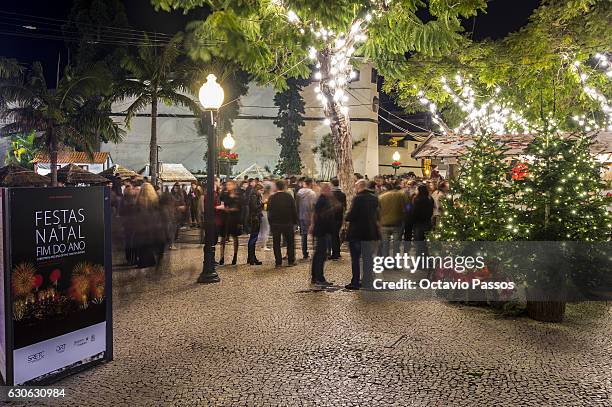 General view of Christmas city lights with people on December 29, 2016 in Funchal, Madeira, Portugal.