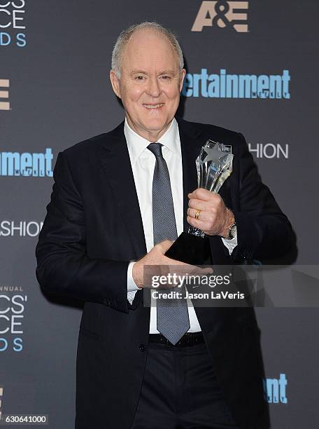 Actor John Lithgow poses in the press room at the 22nd annual Critics' Choice Awards at Barker Hangar on December 11, 2016 in Santa Monica,...