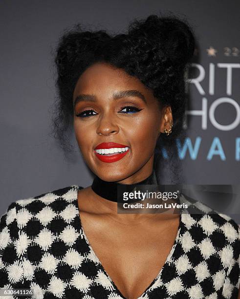 Janelle Monae poses in the press room at the 22nd annual Critics' Choice Awards at Barker Hangar on December 11, 2016 in Santa Monica, California.
