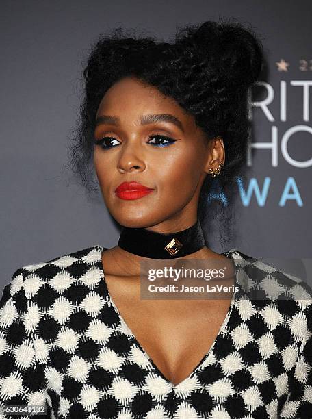 Janelle Monae poses in the press room at the 22nd annual Critics' Choice Awards at Barker Hangar on December 11, 2016 in Santa Monica, California.